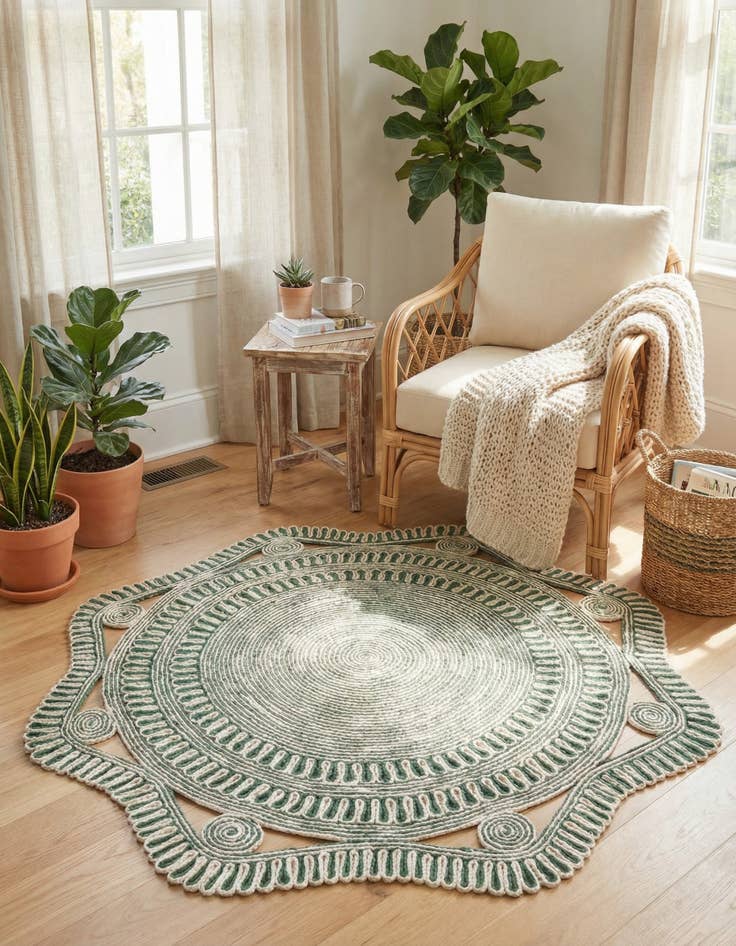 Detail image of 4' 1 x 4' 1  Hand Braided Jute Round Rug