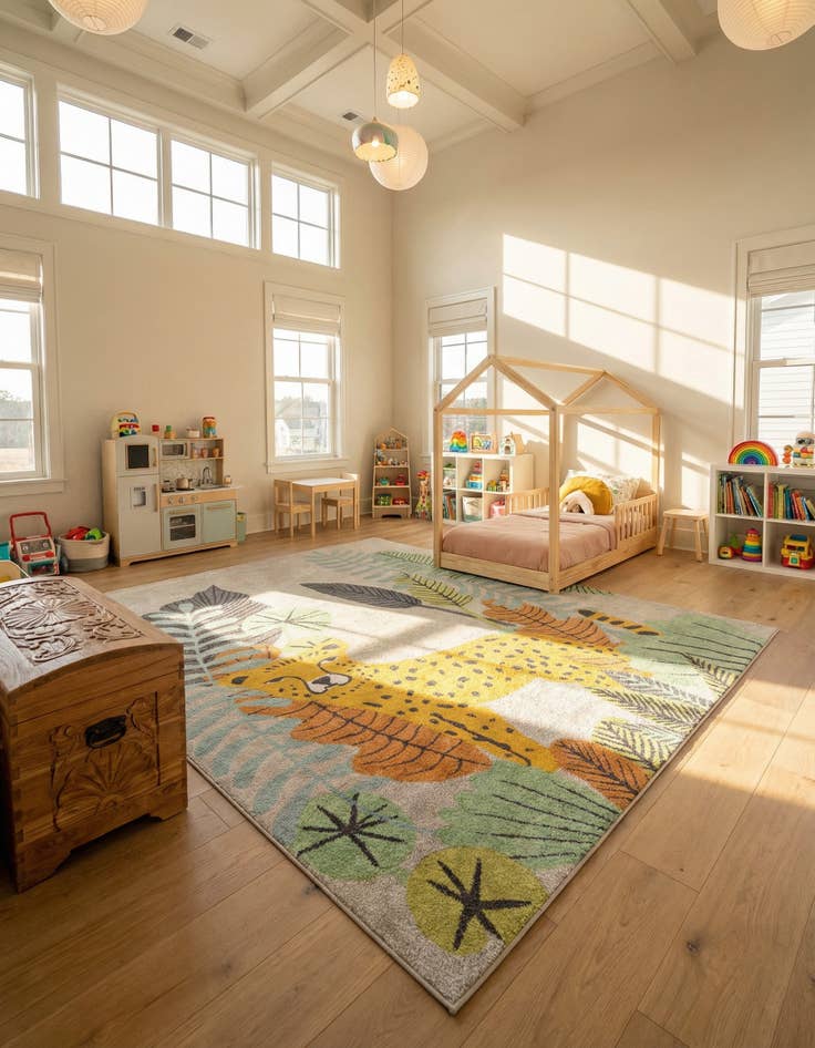 Detail image of 7' 10 x 10' Leopard Whimsy Kids Rug