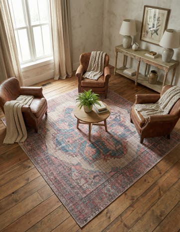 Antique Beige Washable Nostalgia Square Rug