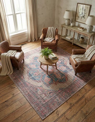 Antique Beige Washable Nostalgia Square Rug