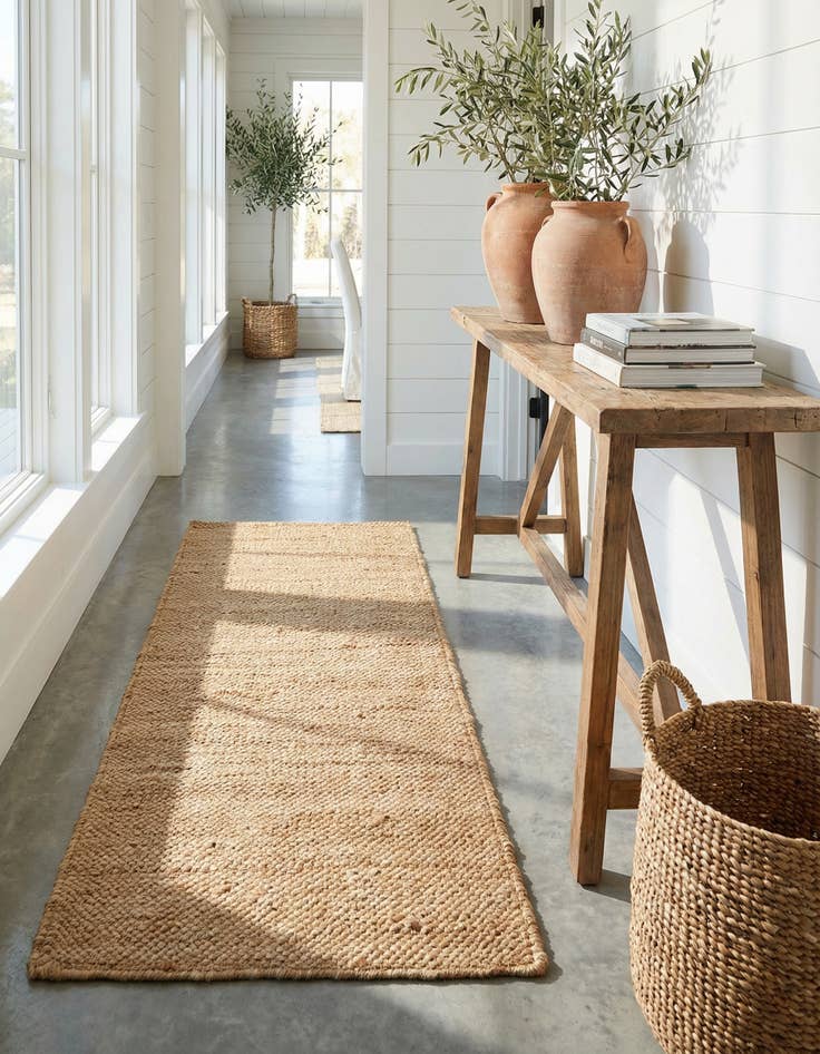 Detail image of 2' 7 x 6' 1 Hand Woven Chunky Jute Runner Rug