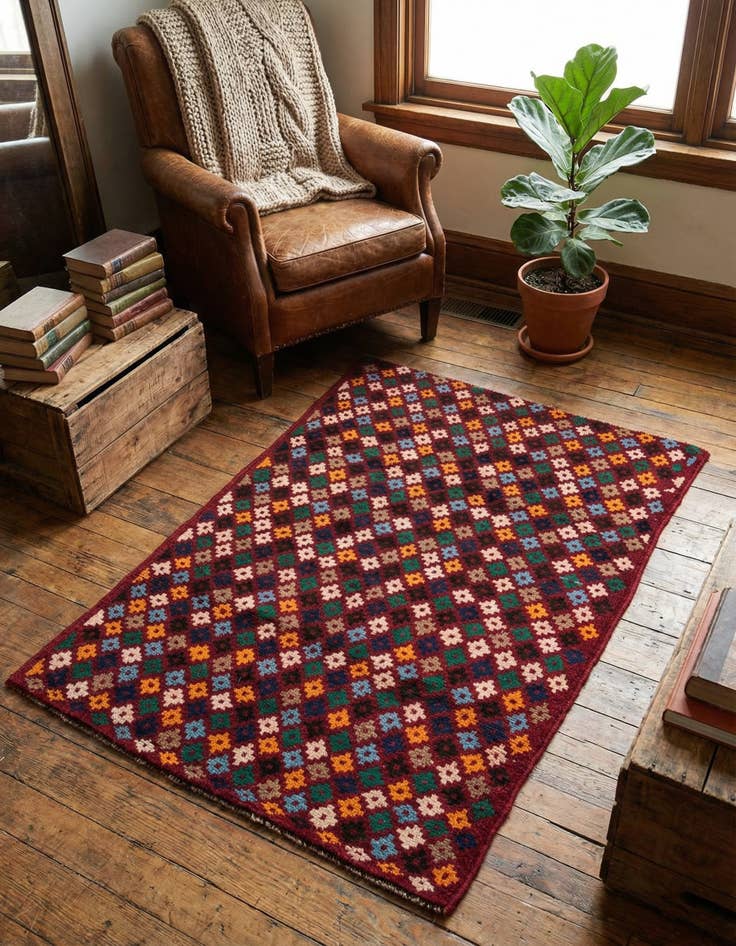 Detail image of 3' x 4' 4 Hand Knotted Balouch Wool Rug