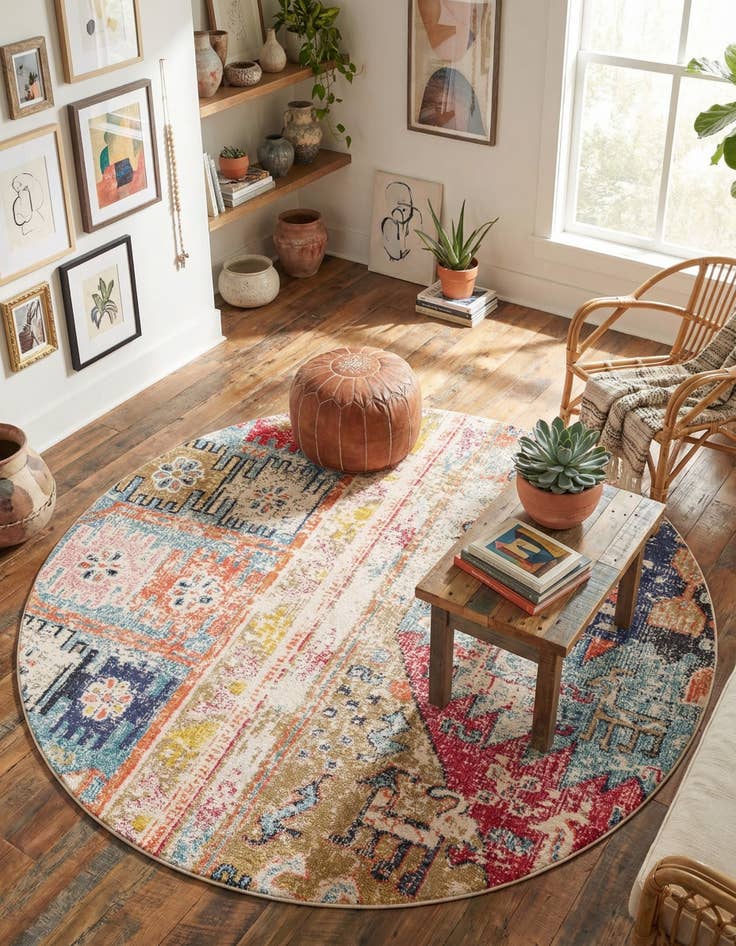 Detail image of 8' x 8' Washable El Paso Round Rug