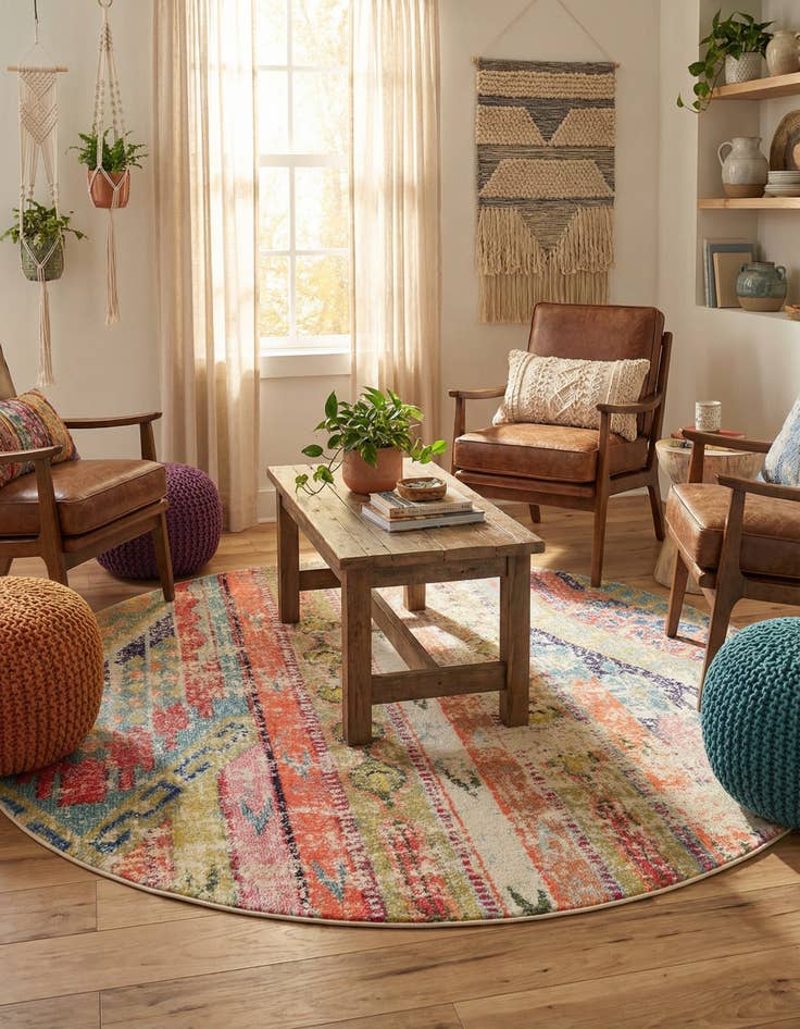 Detail image of 6' x 6' Washable Mesa Round Rug