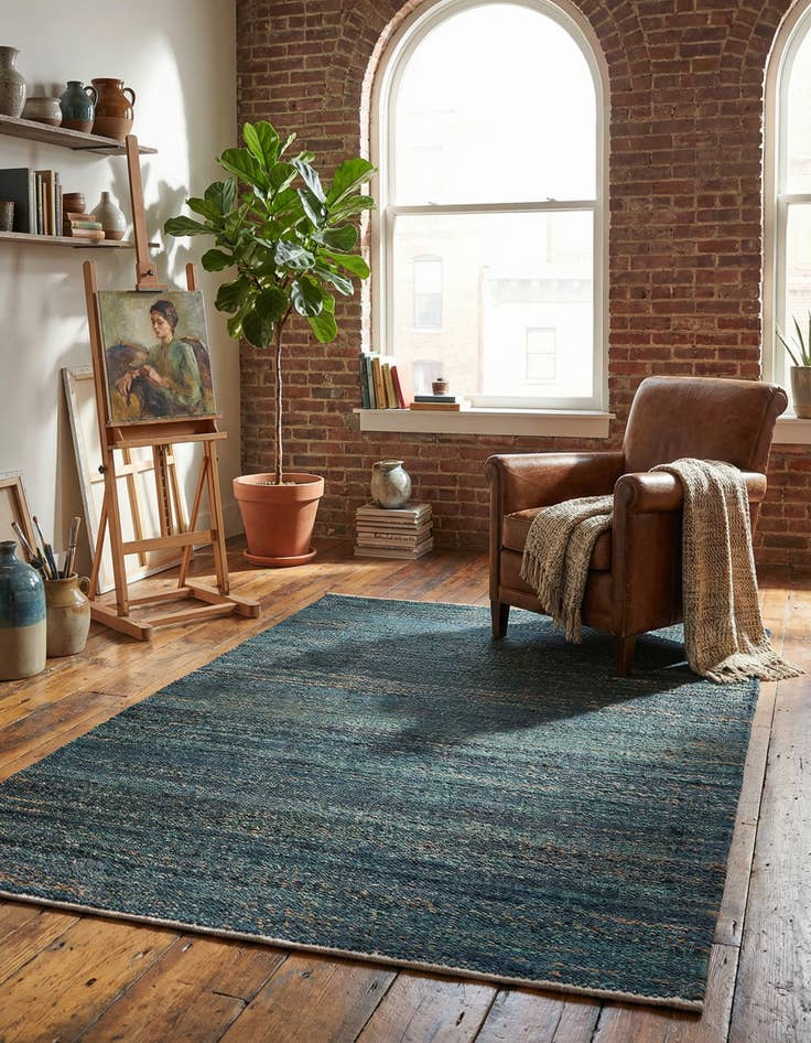 Detail image of 4' 1 x 6' 1 Hand Woven Palm Beach Jute Rug