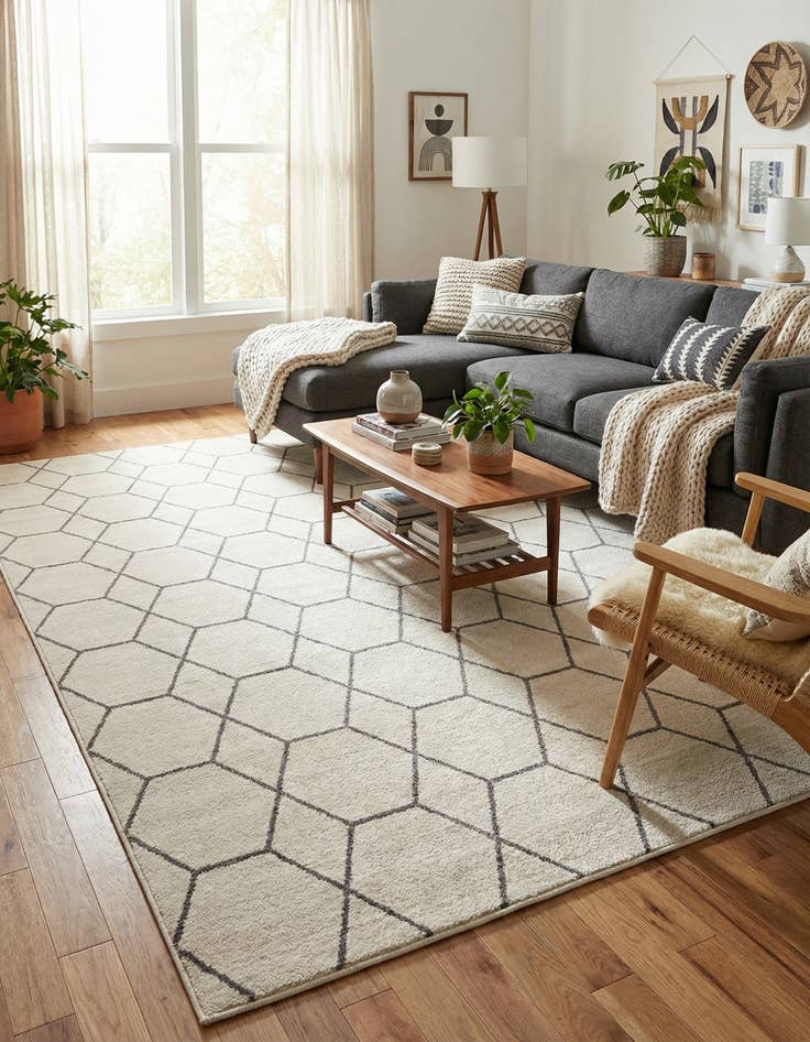 Detail image of 7' 10 x 11' Lattice Frieze Rug