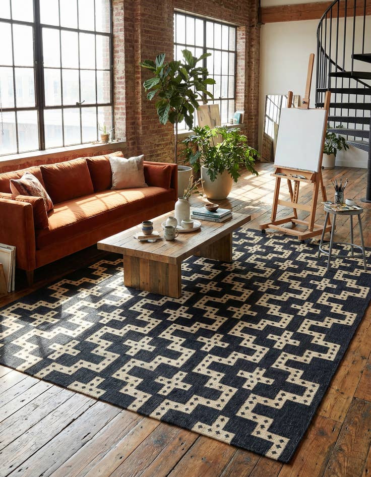 Detail image of 9' x 12' Hand Woven Kilim Wool Rug