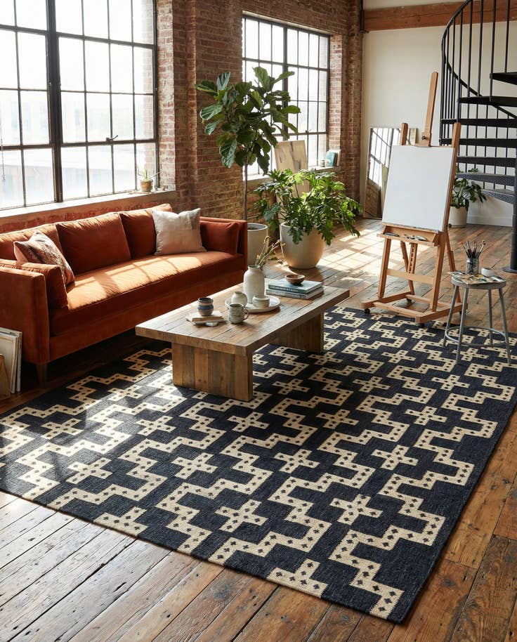 Detail image of 9' x 12' Hand Woven Kilim Wool Rug