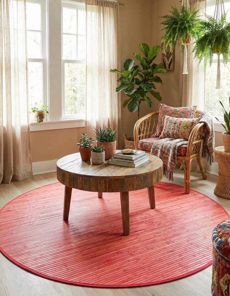 Detail image of 5' 3 x 5' 3 Bamboo Round Rug