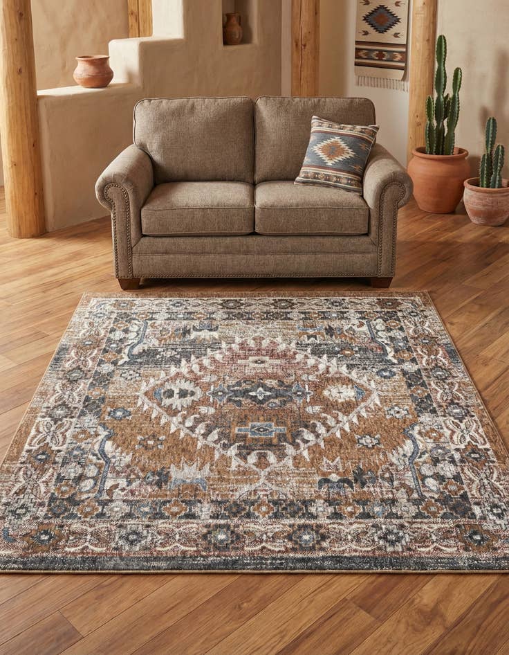 Detail image of  5' 3 x 5' 3 Eco Southwestern Square Rug