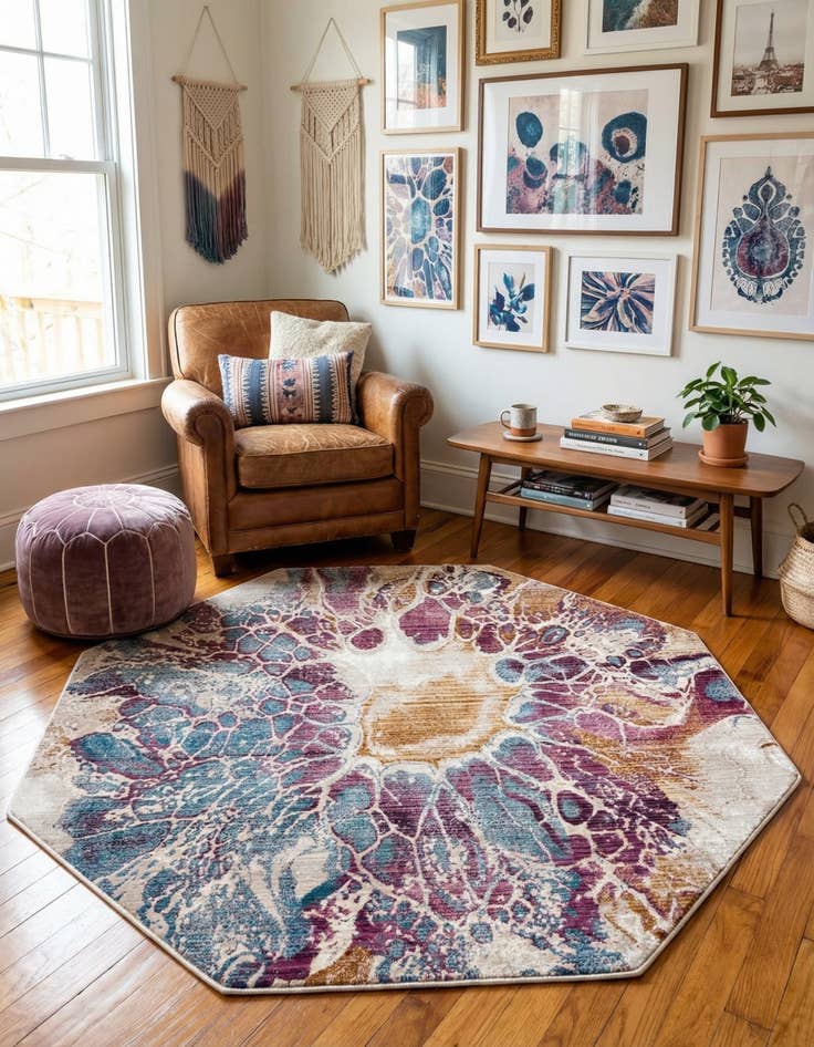 Detail image of 5' 3 x 5' 3 Deepa Octagon Rug