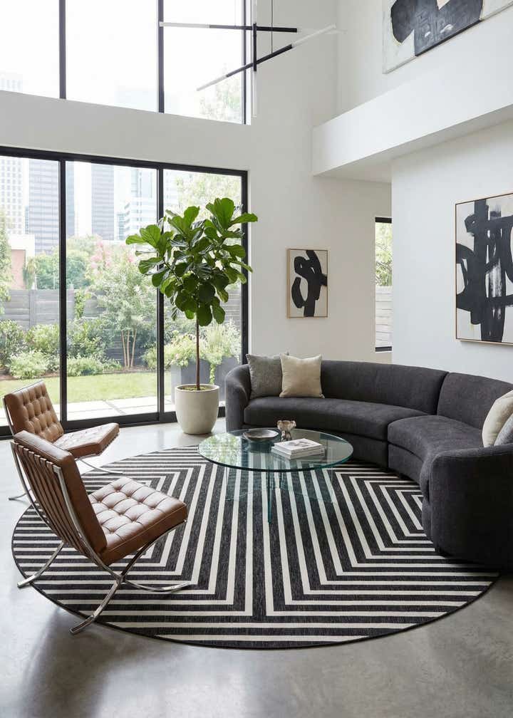 13' x 13' Easy-Clean Modern Indoor / Outdoor Round Rug