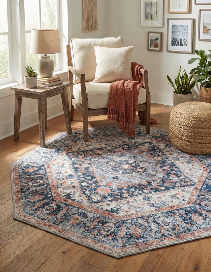 Detail image of 5' x 5' Washable Yara Octagon Rug