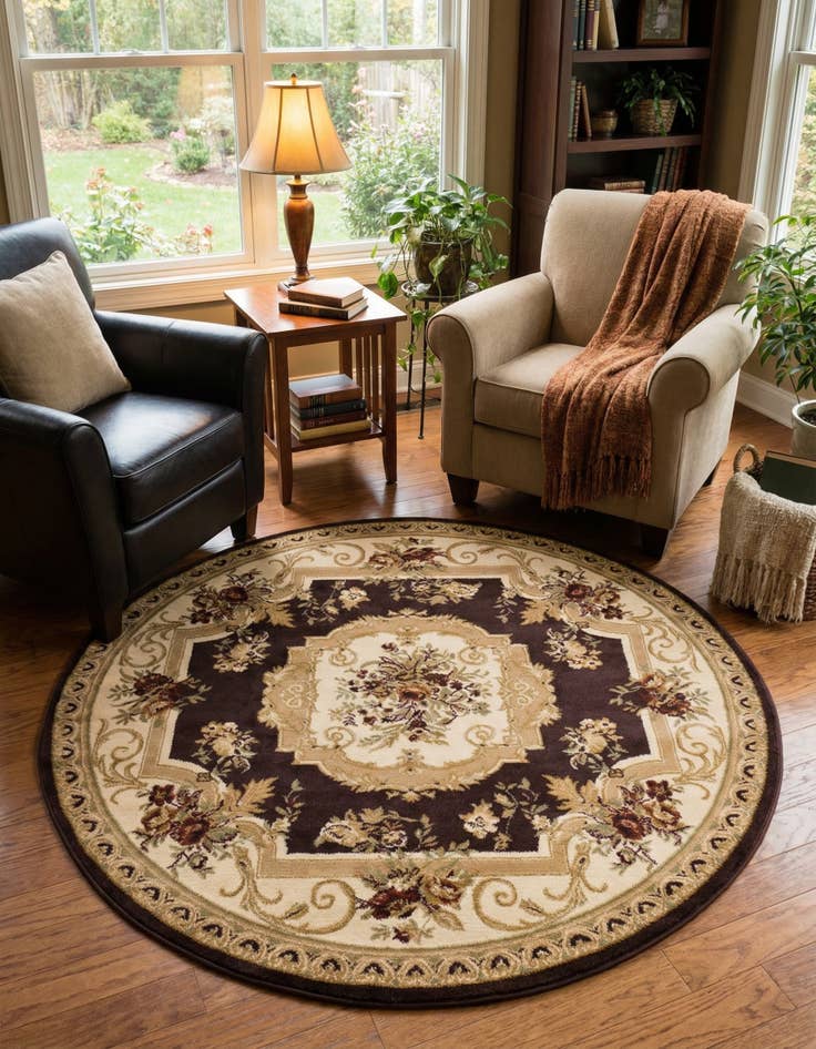 Detail image of 6' x 6' Classic Aubusson Round Rug