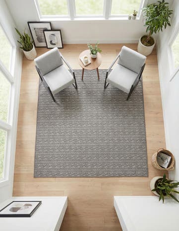 Gray Easy-Clean Modern Indoor / Outdoor Square Rug