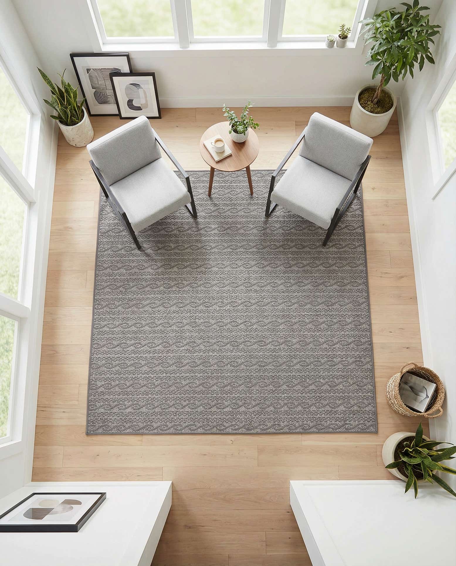 6' x 6' Easy-Clean Modern Indoor / Outdoor Square Rug
