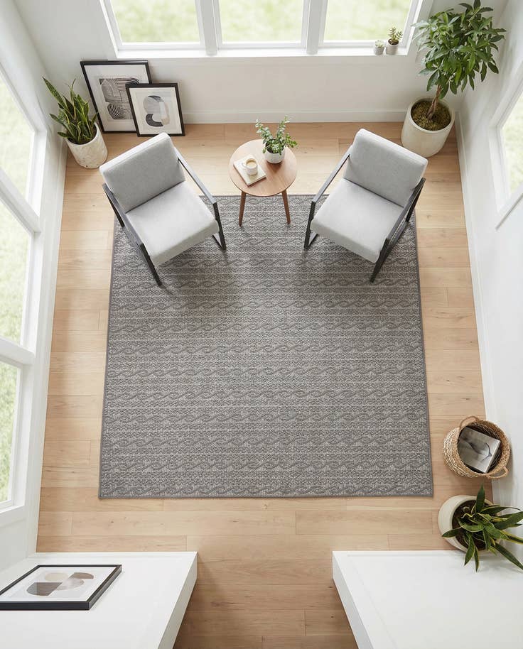 Detail image of 6' x 6' Easy-Clean Modern Indoor / Outdoor Square Rug