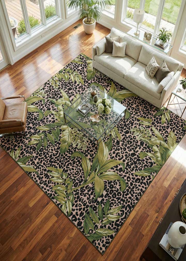10' x 10' Easy-Clean Botanical Indoor / Outdoor Square Rug