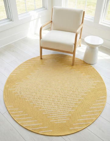4' x 4' Easy-Clean Modern Indoor / Outdoor Round Rug