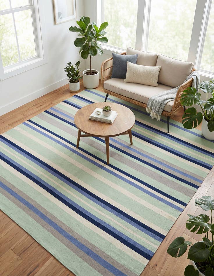Detail image of 7' 10 x 7' 10 Hand Woven Flatweave Cotton Dhurrie Square Rug