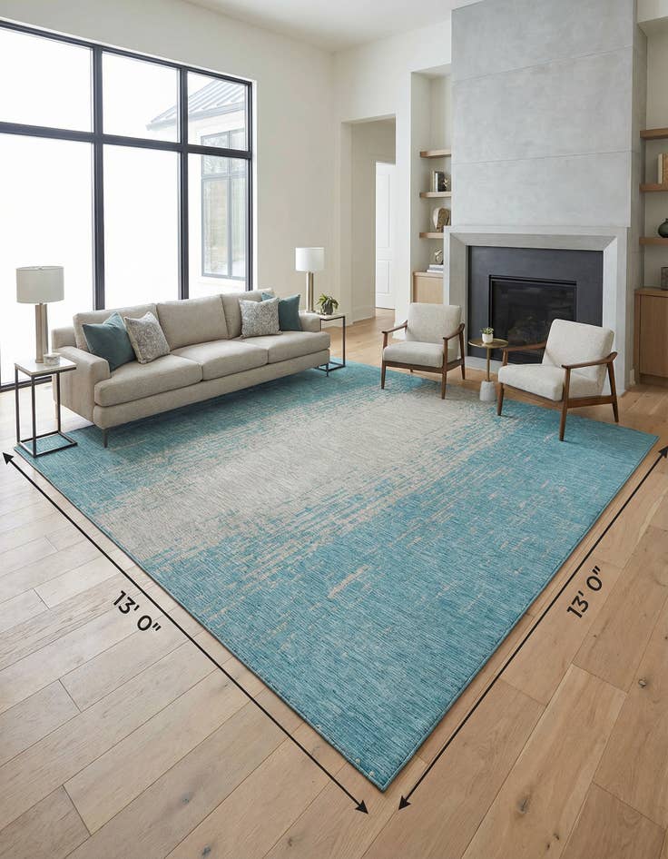 Detail image of 13' x 13'  Washable Modern Indoor / Outdoor Square Rug