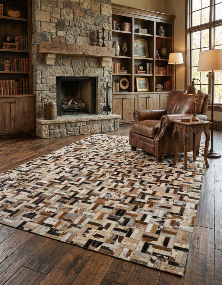 Detail image of 5' 1 x 8' 1 Cowhide - Patchwork Rug