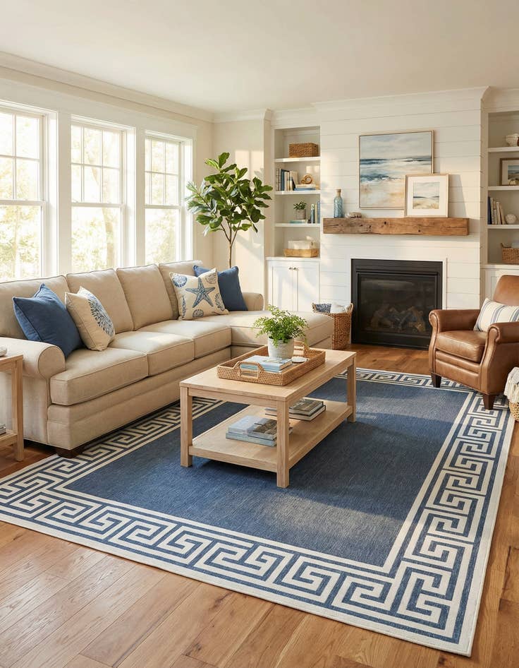 Detail image of 9' x 12' Easy-Clean Coastal Indoor / Outdoor Rug