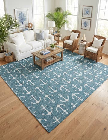 13' x 13' Easy-Clean Coastal Indoor / Outdoor Square Rug