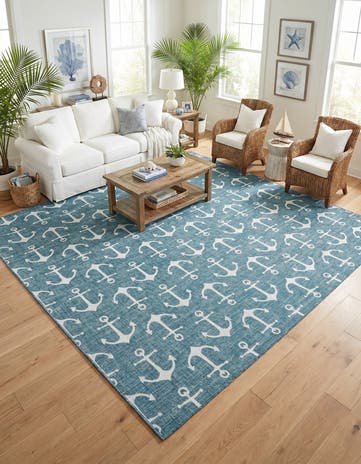 13' x 13' Easy-Clean Coastal Indoor / Outdoor Square Rug