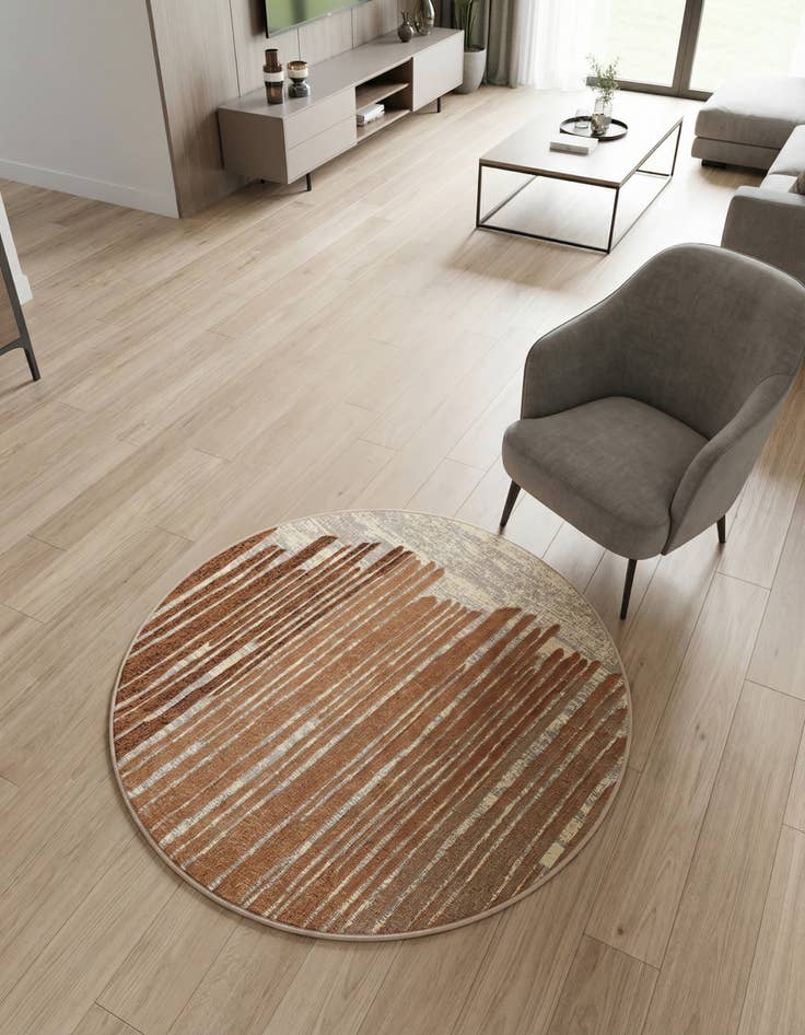 Detail image of 4' x 4' Easy-Clean Modern Indoor / Outdoor Round Rug