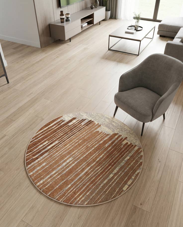 Detail image of 4' x 4' Easy-Clean Modern Indoor / Outdoor Round Rug