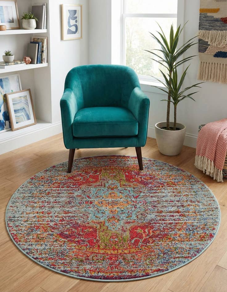 Detail image of 4' x 4' Washable Carnevale Round Rug