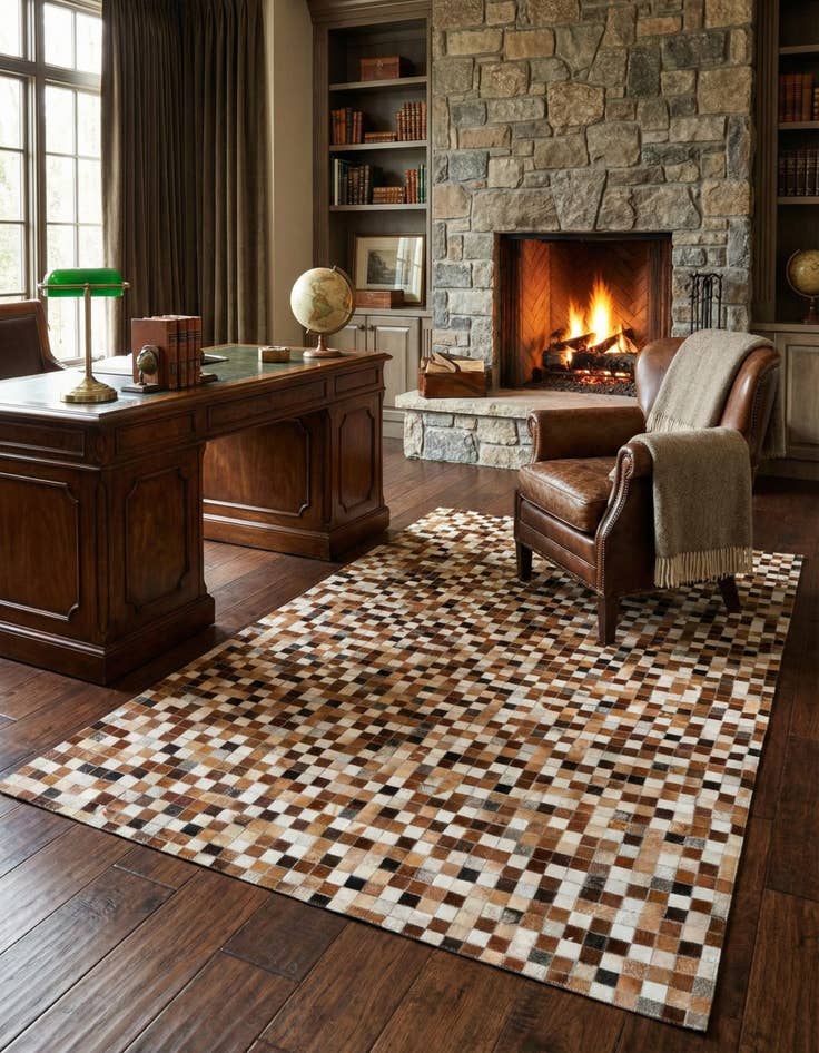 Detail image of 5' 1 x 7' 11 Cowhide Stocks Rug