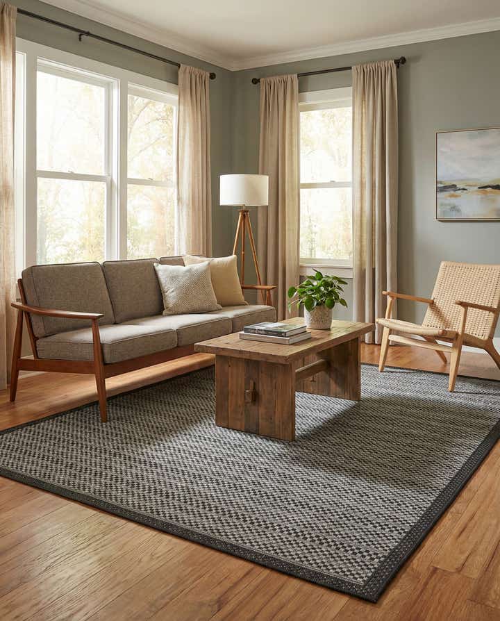 5' 3 x 8' Easy-Clean Border Indoor / Outdoor Rug