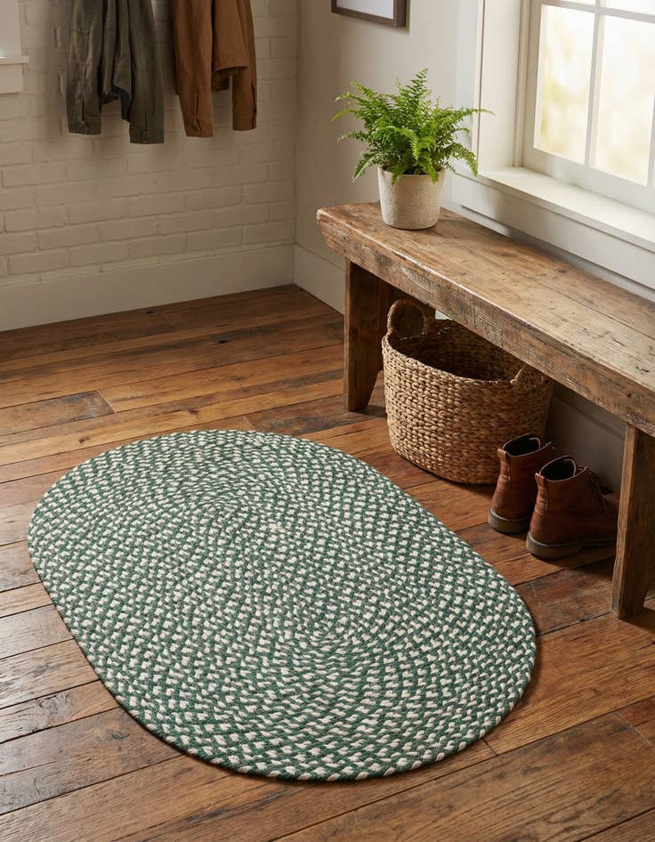 Detail image of 2' x 3' 1 Handmade Tweed Braided Jute Oval Rug