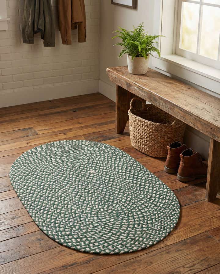 2' x 3' 1 Handmade Tweed Braided Jute Oval Rug