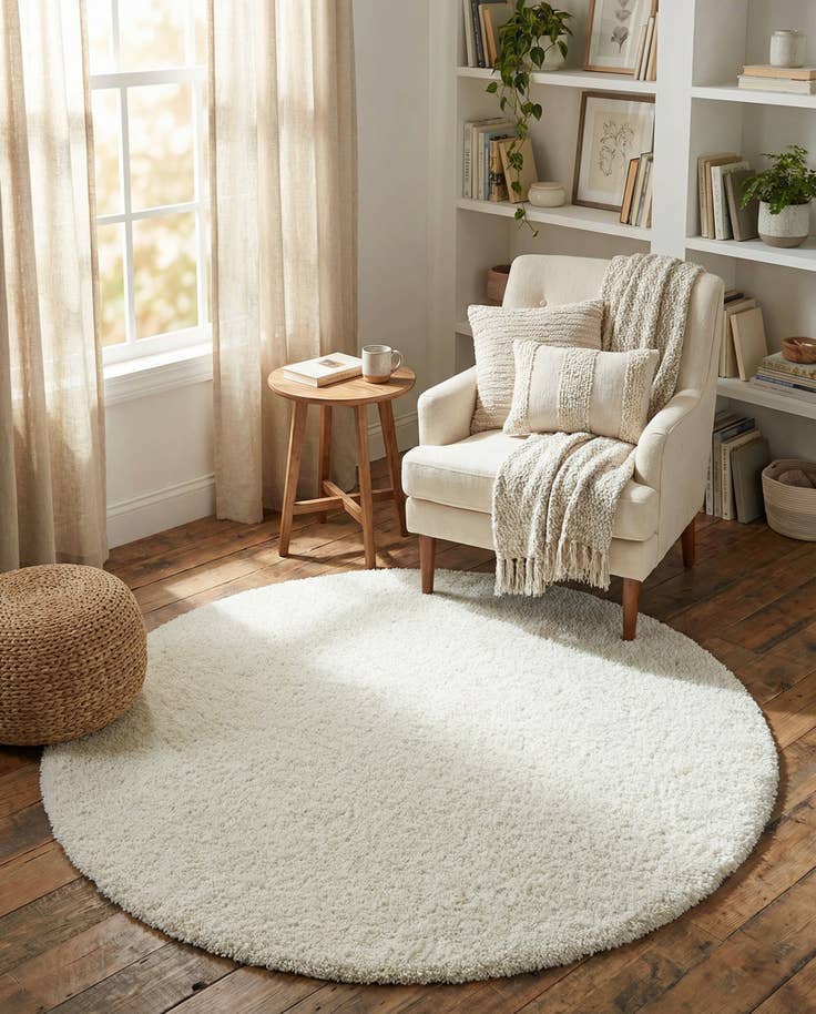 Detail image of 6' x 6' Soft Solid Shag Round Rug
