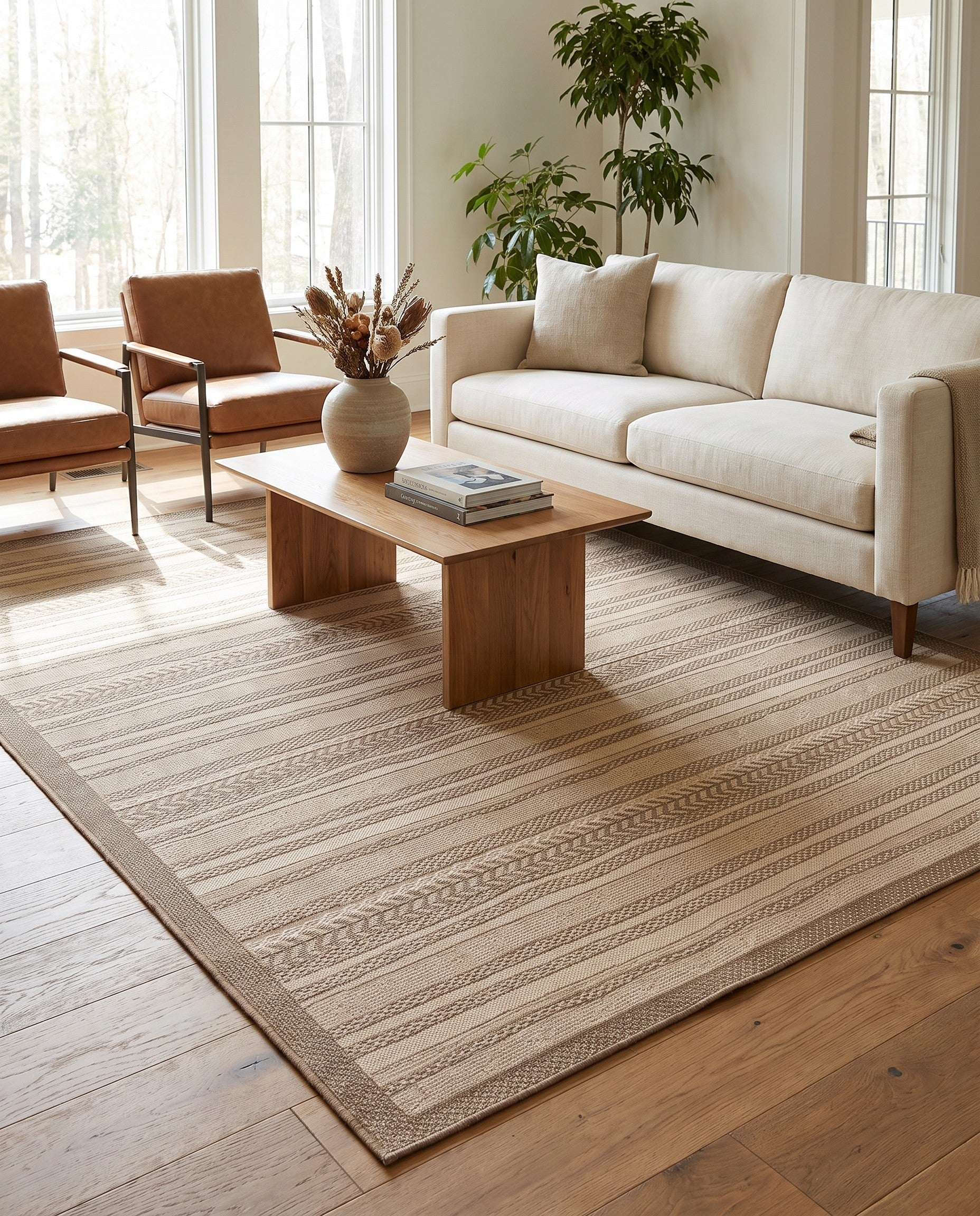 7' x 10' Easy-Clean Border Indoor / Outdoor Rug