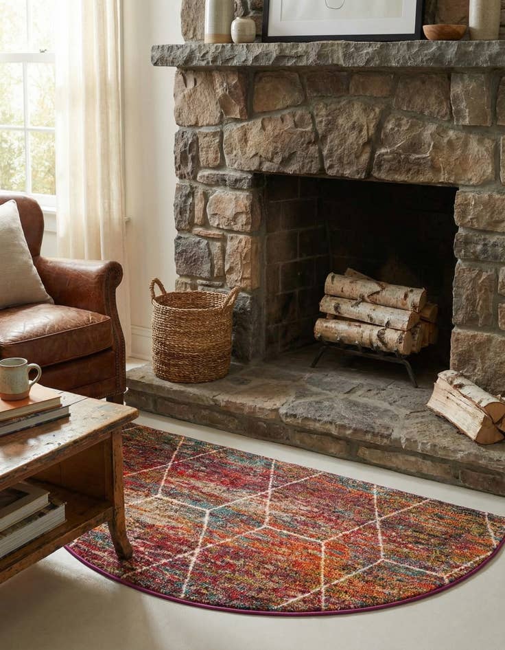 Detail image of 3' x 6' Lattice Frieze Hearth Rug
