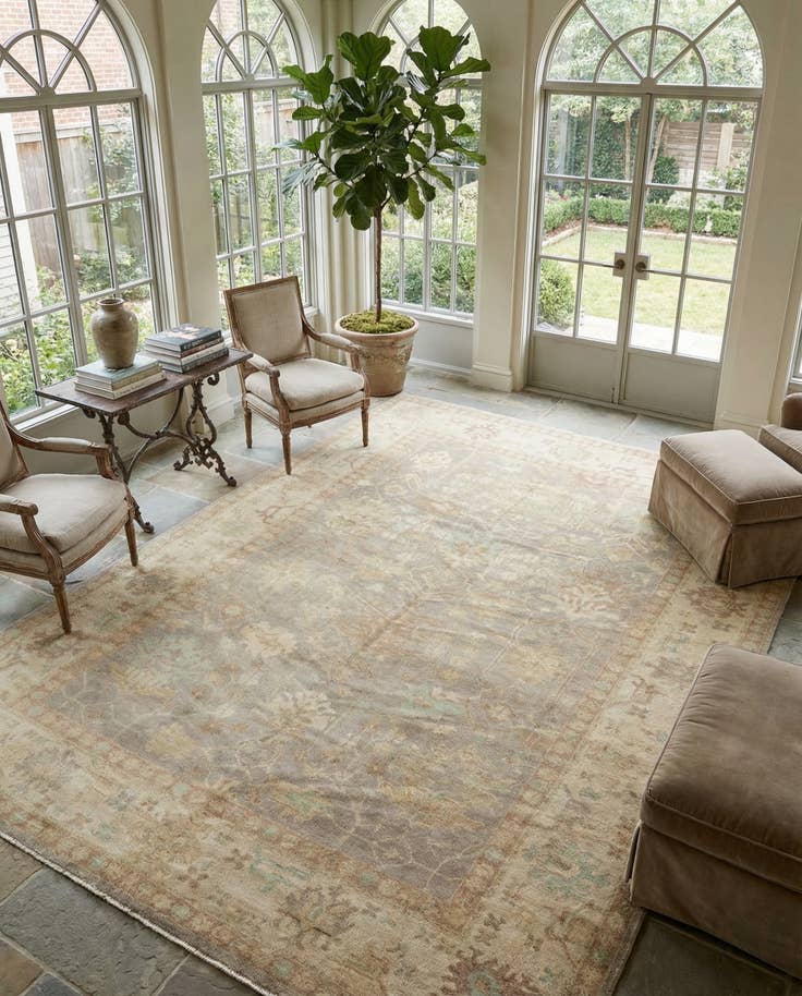 Detail image of 9' 10 x 13' 10 Hand Knotted Oushak Wool Rug