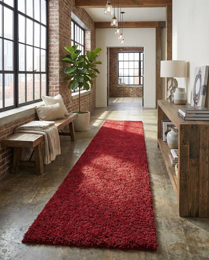 Detail image of 2' 7 x 14' Solid Shag Runner Rug
