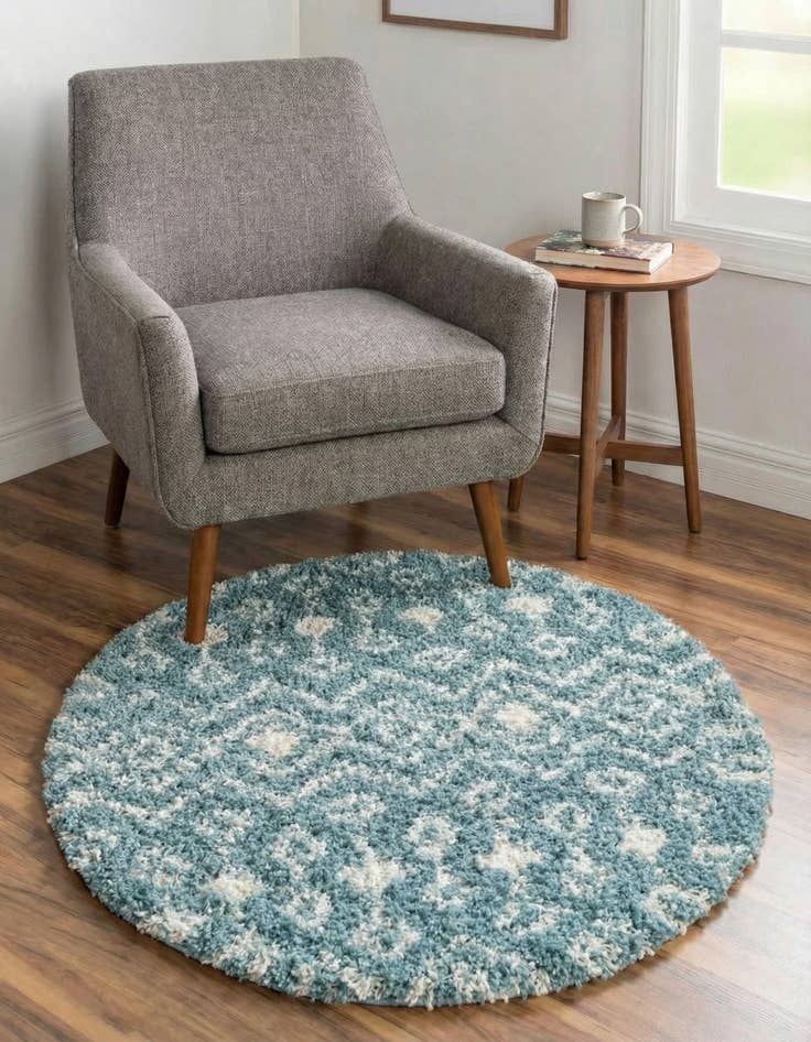 Detail image of 3' x 3' Moroccan Trellis Shag Round Rug