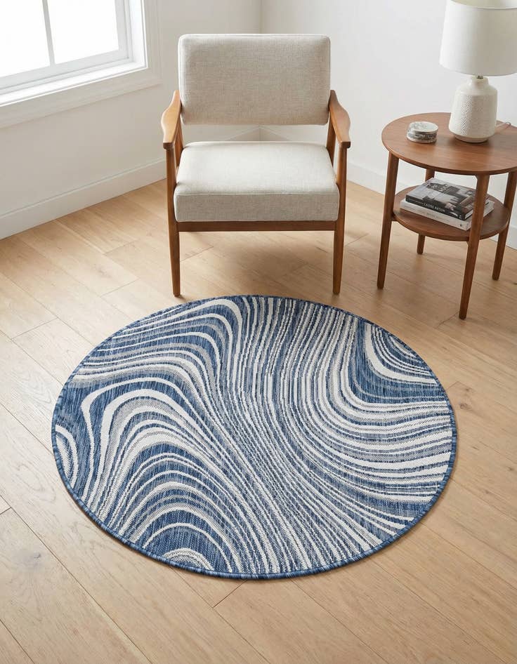 Detail image of 4' x 4'  Washable Modern Indoor / Outdoor Round Rug