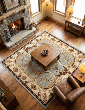 Blue Pioneer Square Rug