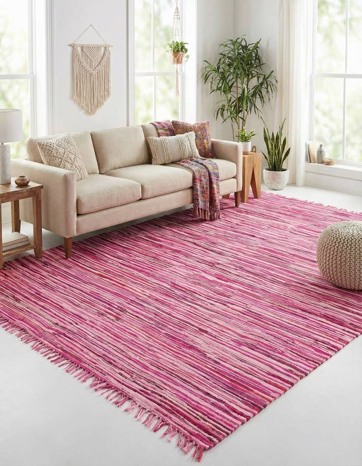 Detail image of 9' x 12'  Hand Woven Chindi Cotton Rug