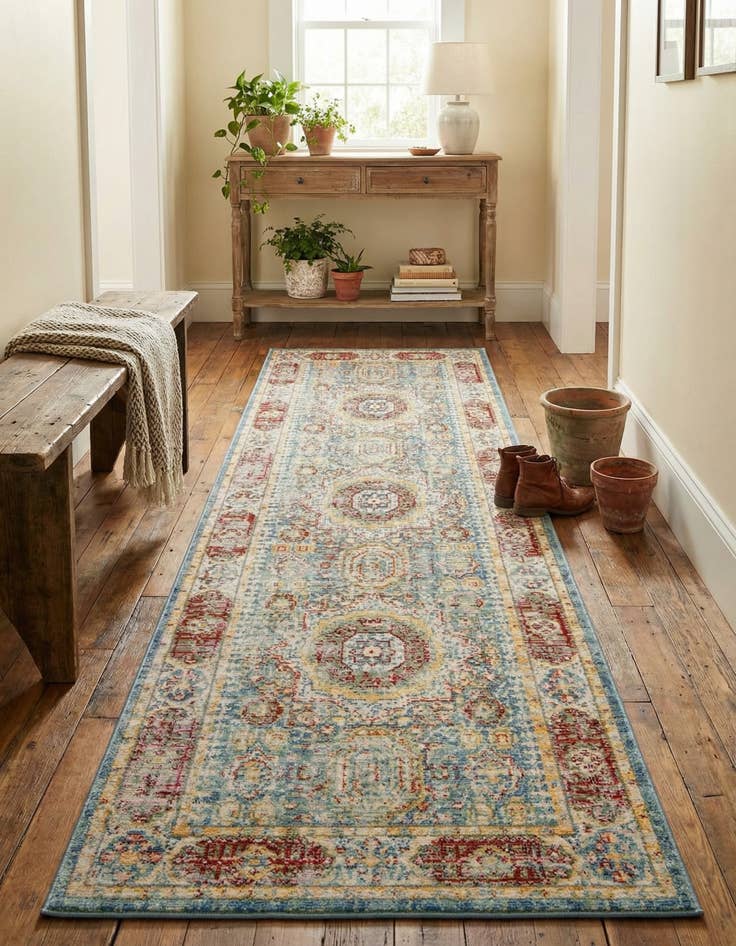 Detail image of 2' 7 x 9' 10 Aqua Runner Rug