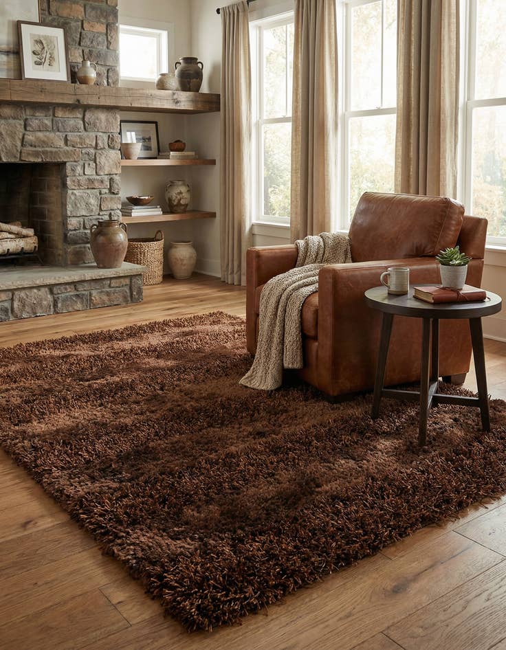 Detail image of 5' x 6' 7 Hand Knotted Solid Shag Oriental Rug