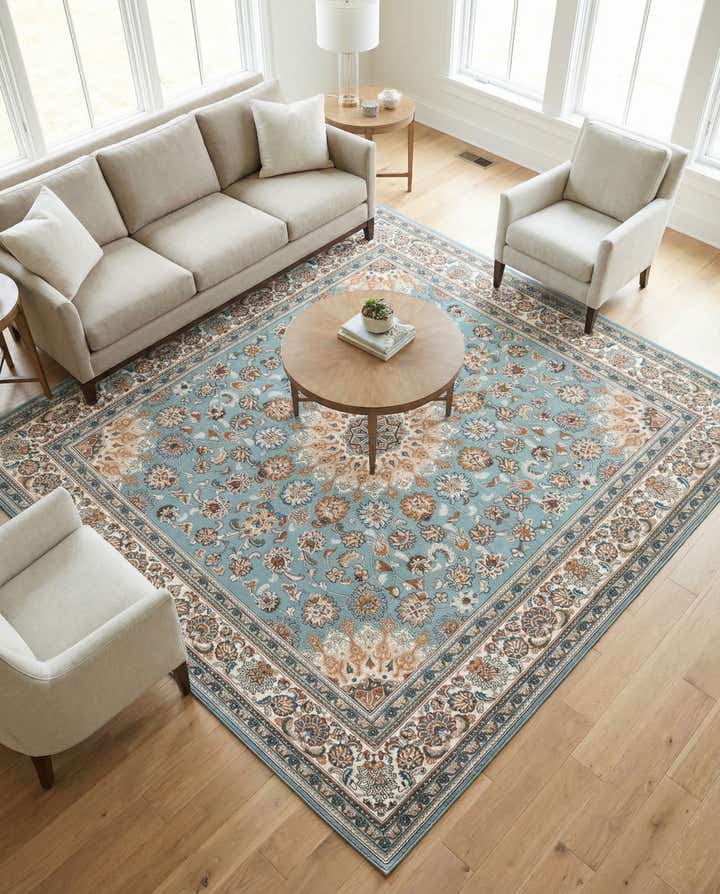 7' 10 x 7' 10 Easy-Clean Traditional Indoor / Outdoor Square Rug