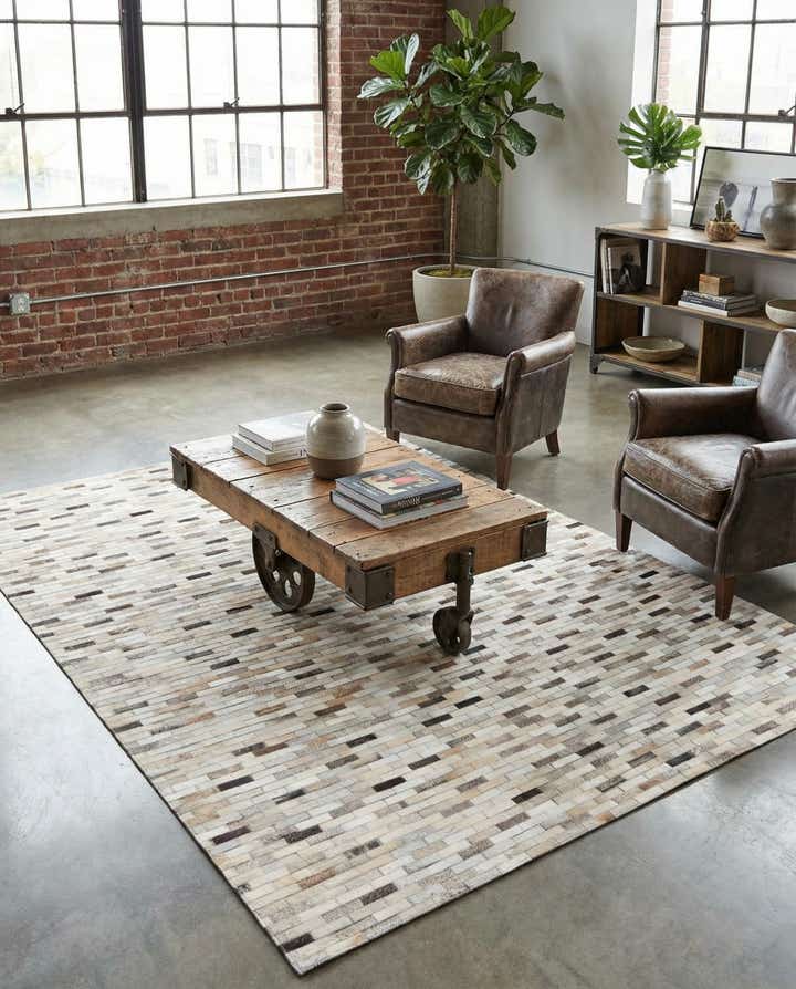 5' 9 x 7' 11 Cowhide Stocks Rug