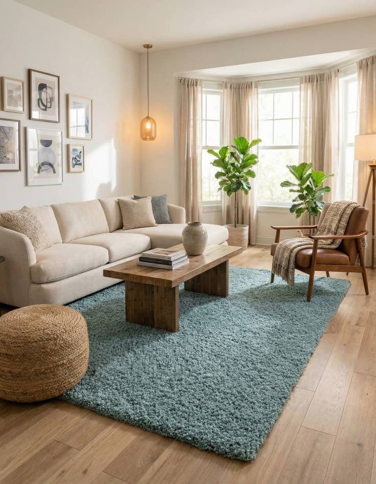 Detail image of  7' x 10' Solid Shag Rug